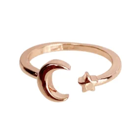 Star & Moon Rose Gold Toe Ring